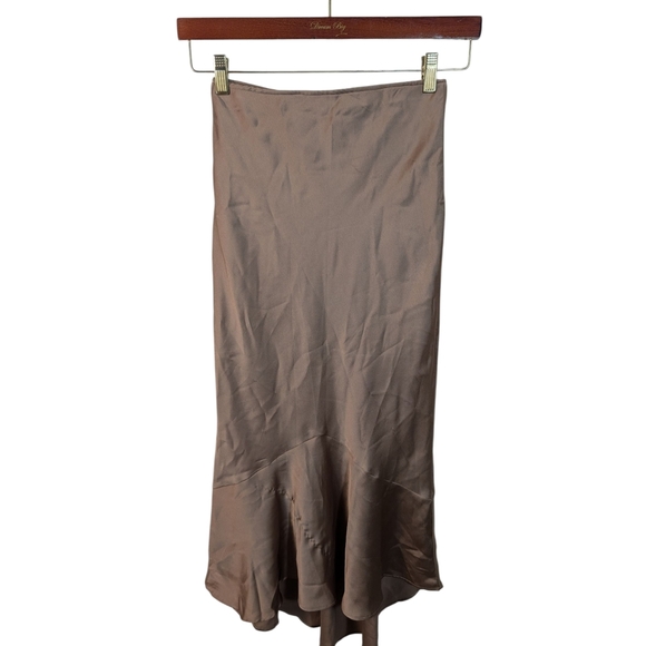 Abercrombie & Fitch Copper Brown Faux Silky Long Midi Maxi Skirt Size XS - Picture 1 of 7